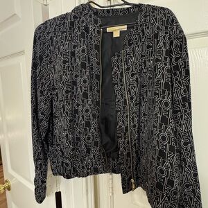 Michael Kors Black and White Logo Bomber Jacket